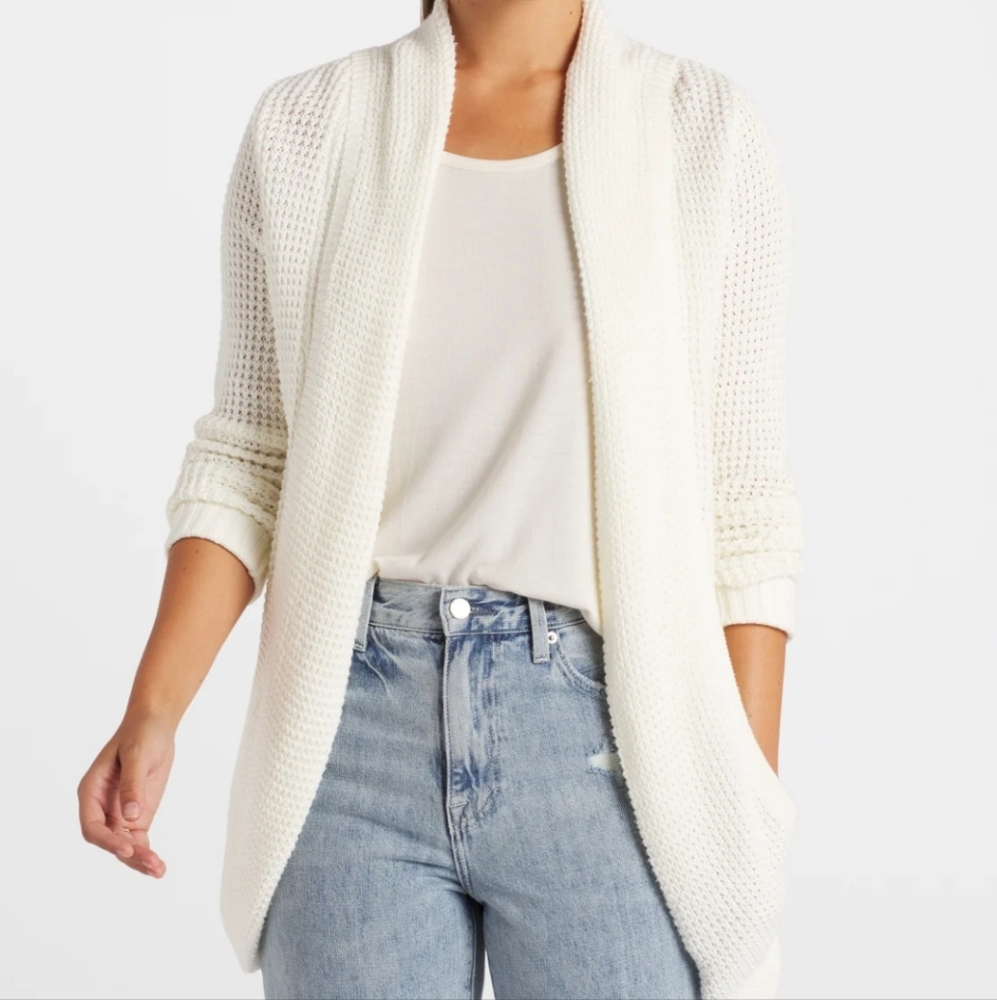 Tabatha Waffle Knit Cotton Blend Cocoon Cardigan